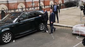 Elton John and Prince Harry depart the Royal Courts Of Justice in case with Associated Newspapers over 'hacking claims'