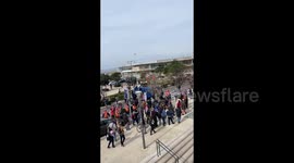Bella Ciao song at the protest against pension reform in Marseille, France