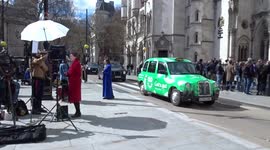 Outside the Royal Courts of Justice during Prince Harry and Sir Elton John hearings in a privacy case