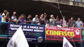Demonstration for the revocation of secondary education in Sao Paulo, Brazil