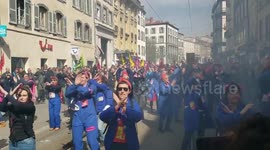 French demonstrators take to streets on day 10 of nationwide strikes