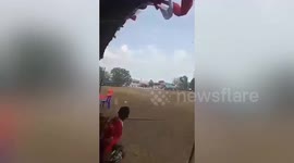 Tent blown away during storm in Thailand