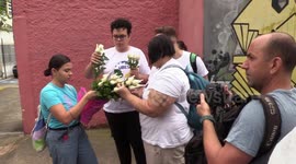Homage to teacher stabbed at school in Sao Paulo, Brazil