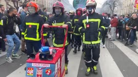 French firefighters protest pension reform plans