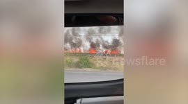 Raging wildfire engulfs farm in Thailand