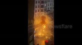 Locals scream as huge sparks explode out of power lines in southwestern China