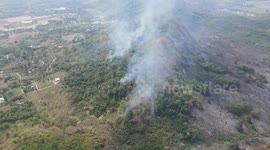 Drone footage shows damage caused by mountain fire in Thailand