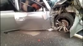 Baddest accident after driving high speed got crushed after breaks failed