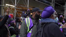 Hundreds of 1199SEIU health care workers protested in New York, USA