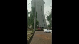 85-metre-tall Surat cooling tower demolished by controlled explosion