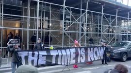 Trump indictment: Demonstrators and press gather outside Manhattan DA Office