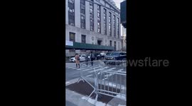Demonstrators and journalists gather outside Manhattan DA Office after Trump indictment