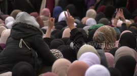 Palestinian Muslim worshippers heading to Jerusalem's Al-Aqsa Mosque compound to attend the second Friday prayer of the holy month of Ramadan, cross the Israeli held Qalandya checkpoint, in the West Bank