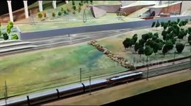 The Railway Museum exhibits 'Railway Territory', the largest model railway in Madrid on 31st March, Spain.