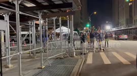Press and police gather in New York, USA in the area where Trump should appear