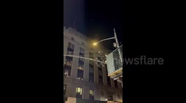 Helicopter overhead in the area in New York, USA where Trump should appear