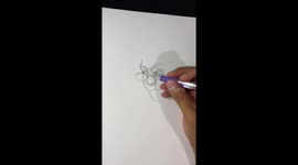Artist shows confidence in his drawing skills by sketching a lovely portrait of a woman