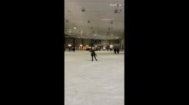 Ice-skating enthusiast has a very wrong concept of facing challenges HEAD-ON