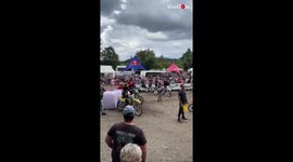 Rider eats dirt while taking a crack at the hardest hill climb in Europe