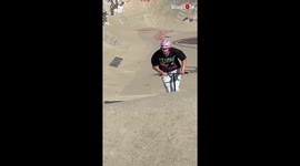INSANE scooter fail sees rider going shoulder-first into plywood surface *OUCH!*