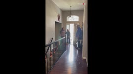 Grandma's face glitters with joy after walking into her very 1st surprise birthday party
