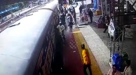 Cop saves woman after she slips whole boarding moving train in central India