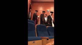 Girl accidentally bangs into person pushing him to the verge of falling