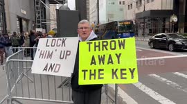 Press, police and protesters at the Trump Tower in New York, USA
