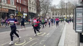 People running.  London marathon 2nd April. 2023. West end, London, running.