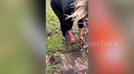 Mum finds hidden driveway under her lawn