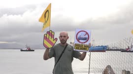 Extinction Rebellion activists protest against Russian research vessel docking in Cape Town