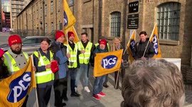 Passport workers strike outside London's HM Passport Office