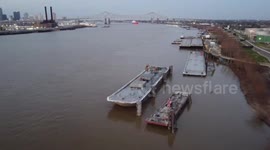 Flying above Mississippi River, New Orleans