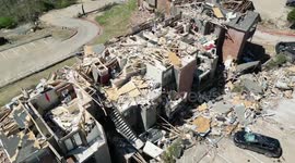 Drone footage shows devastating aftermath of tornado in Arkansas