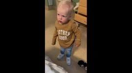 Toddler left gobsmacked after meeting newborn baby brother