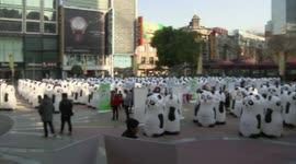 800只“大熊猫”亮相上海 旧衣回收箱萌萌哒