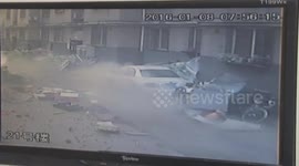 Car smashes through cars and bikes in residential area