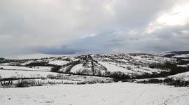 Beautiful footage of snow-covered mountain pass in Northern Ireland