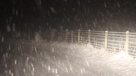 Night Snow Falling Over Benbradagh Mountain - Jan 14th 2016