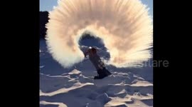 Water freezing in midair looks awesome
