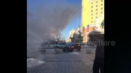 Spilt hot water freezes into powdery ice in northern China