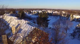 Shocking aerial footage of the aftermath of the US blizzard
