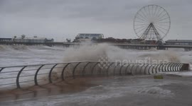 Fierce waves as storm hits Blackpool, UK