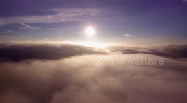Drone takes you above thick mists over Netherlands