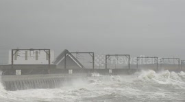 Windy conditions off the coast of Scotland after storm hits