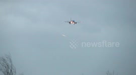 Storm Jonas - KLM landing in strong winds at Leeds Bradford Airport