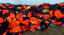 Mountains of abandoned life jackets pile up in Lesbos, Greece