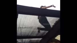 Man falls through roof celebrating Australia Day