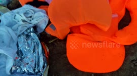 Mountains of abandoned life jackets pile up in Lesbos, Greece