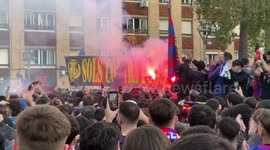 El Clasico: Barcelona fans light flares outside Nou Camp ahead of Copa del Rey clash